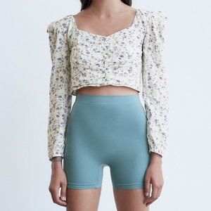 Zara FLORAL PRINT CROPPED TOP